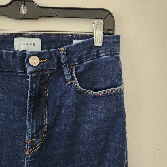 Frame Le Mini Boot High-Rise jeans in Claremore Slit blue Size 30 - Picture 6 of 14
